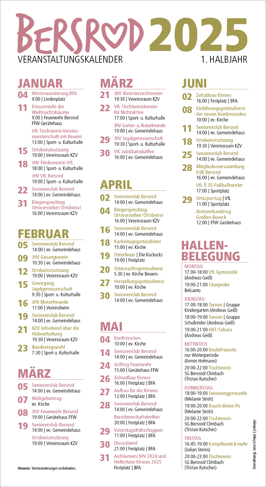 Veranstaltungskalender Bersrod 2025